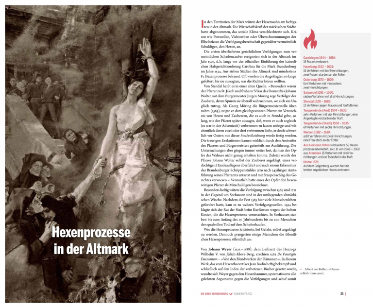 Hexenverbrennung in der Altmark Titelseite Artikel Hartmut Hegeler